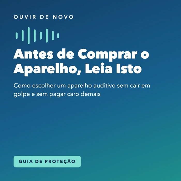 Capa do guia Antes de Comprar o Aparelho Auditivo, Leia Isto
